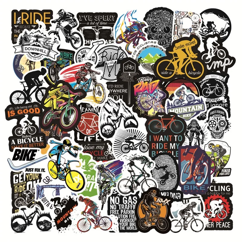 Mountain Biking Bag - 50PCS Waterproof Mountain Bike Stickers Cool