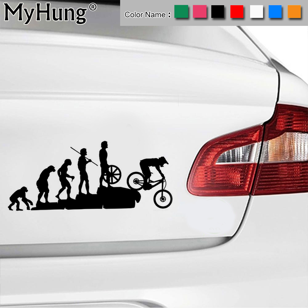 Mountain Biking Cartoon - 22.8*9.5CM Interesting Evolution Sticker Bike Mountain