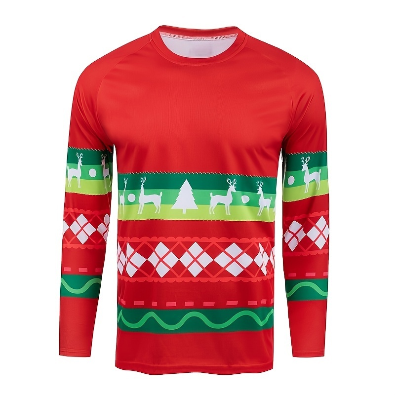 Mountain Biking Cartoon - Christmas reindeer cartoon pattern long sleeves